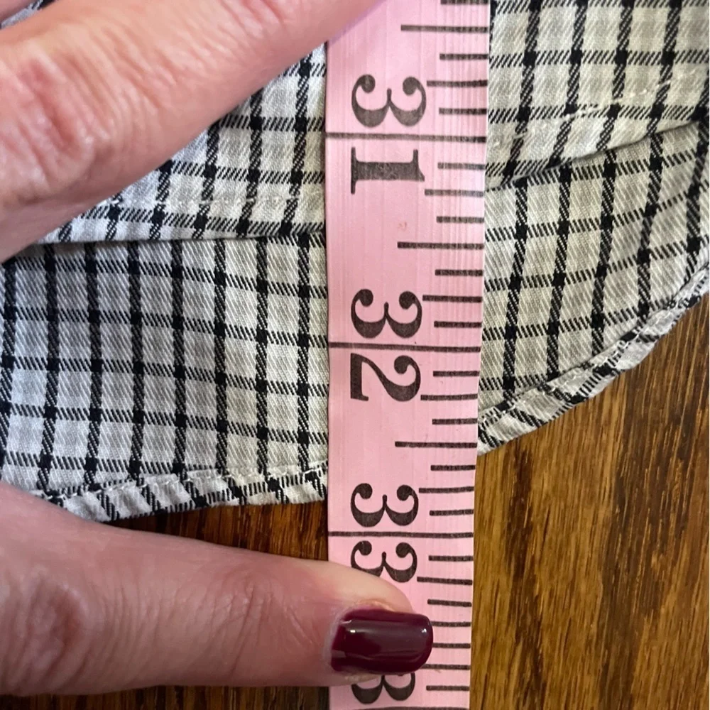 Nautica Button Down Long Sleeved Dress Shirt Tan Black Plaid Size XXL